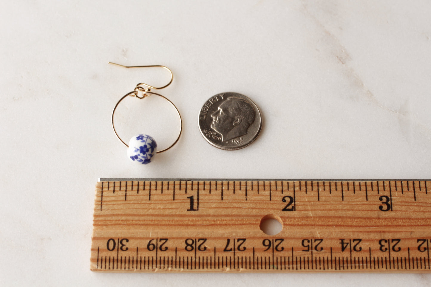 BLUE FLOWER BEAD EARRINGS