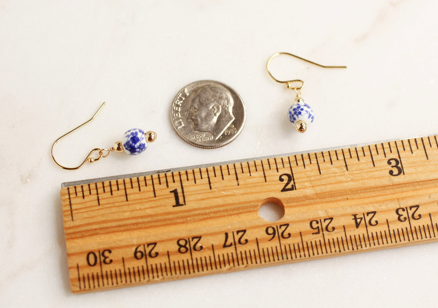 TINY BLUE FLORAL EARRINGS