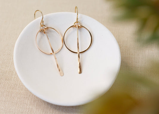 CIRCLE WITH LONG BAR EARRINGS