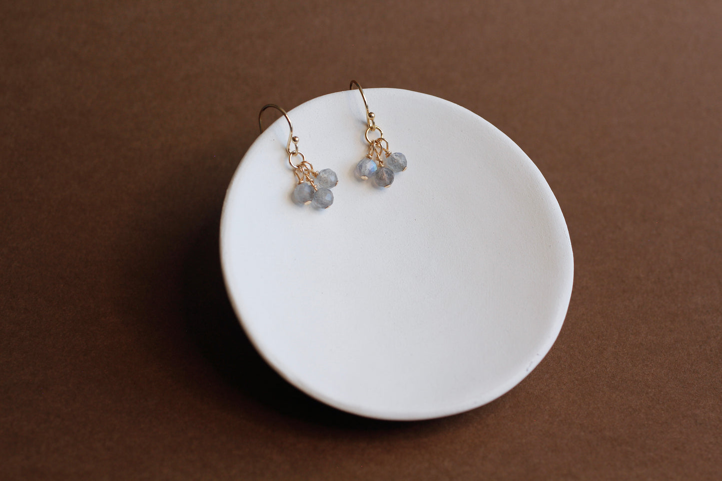 TINY LABRADORITE CLUSTER EARRINGS