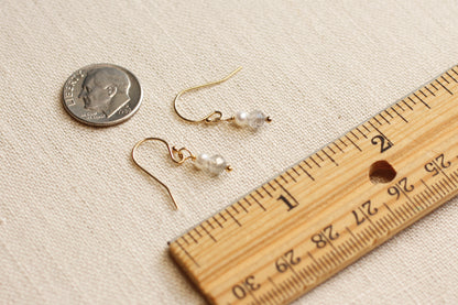 TINY PEARL AND LABRADORITE EARRINGS
