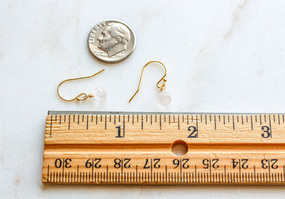 TINY ROSE QUARTZ DROPLET EARRINGS