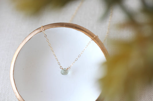 Tiny green amethyst necklace