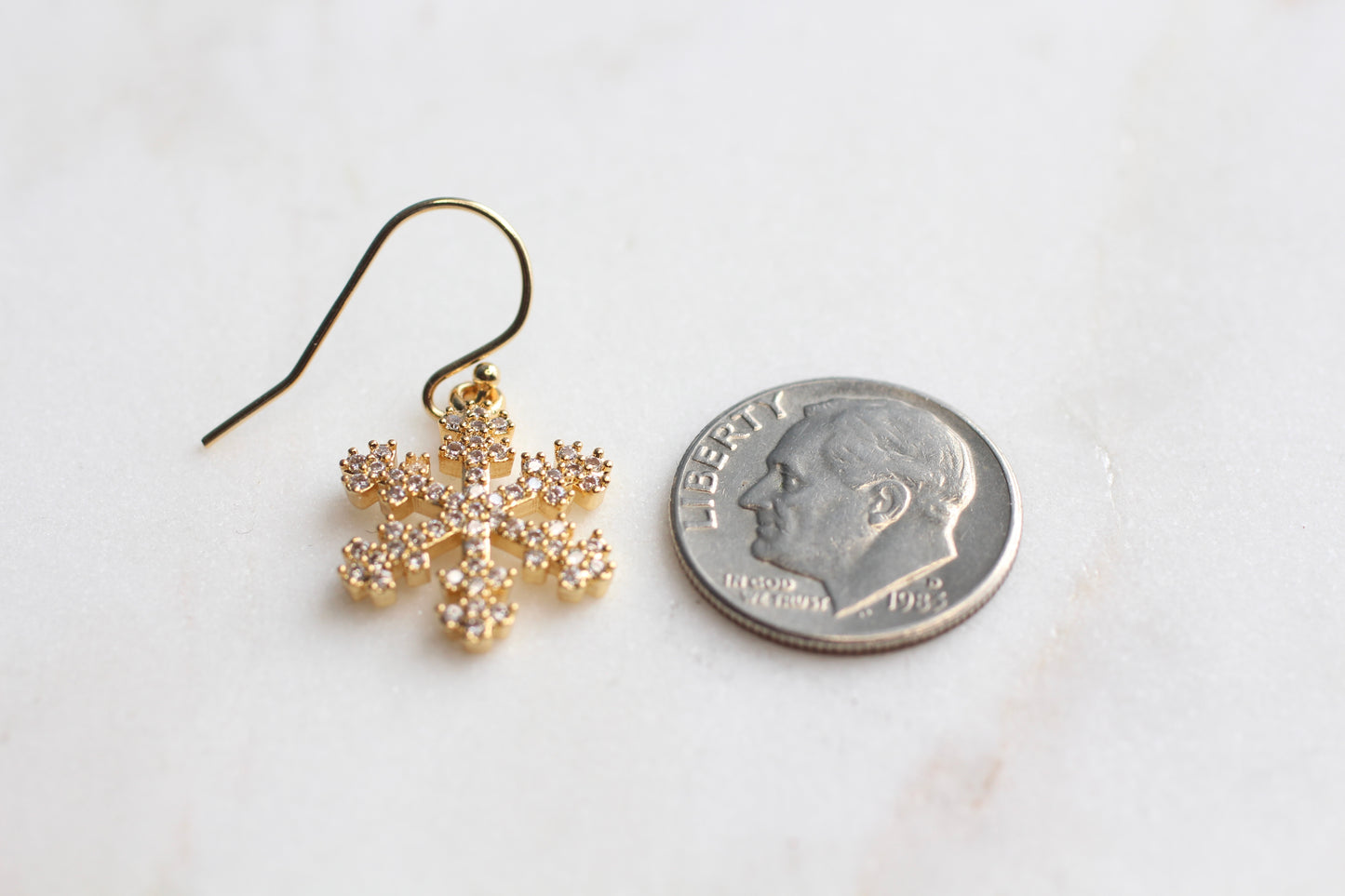 GOLD PLATED SNOWFLAKE EARRINGS