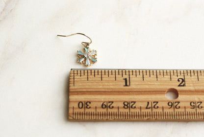 BLUE GLASS SNOWFLAKE EARRINGS 
