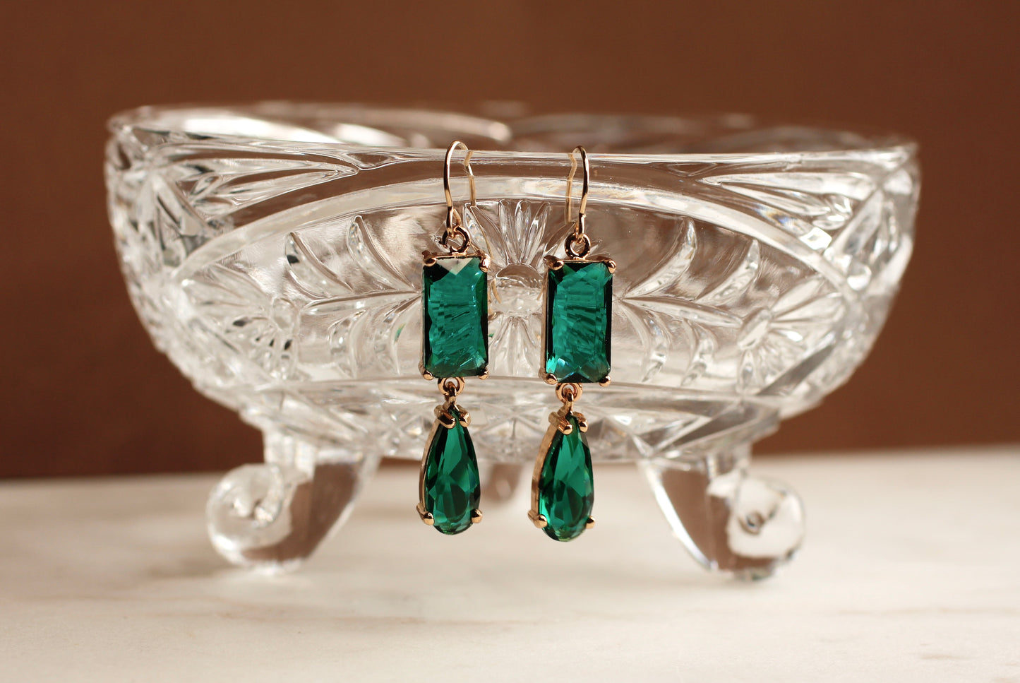 GREEN GLASS EARRINGS