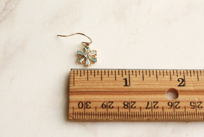 BLUE GLASS SNOWFLAKE EARRINGS 