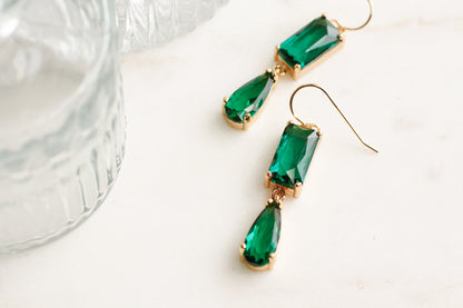 GREEN GLASS EARRINGS