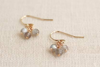 TINY LABRADORITE CLUSTER EARRINGS