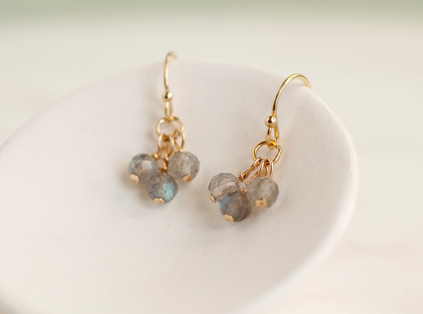 TINY LABRADORITE CLUSTER EARRINGS