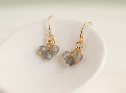 TINY LABRADORITE CLUSTER EARRINGS