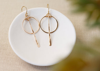 CIRCLE WITH LONG BAR EARRINGS