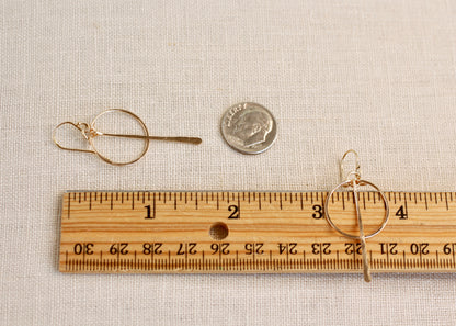 CIRCLE WITH LONG BAR EARRINGS