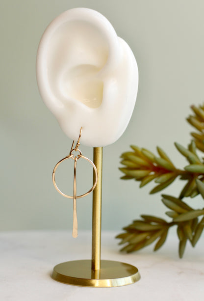 CIRCLE WITH LONG BAR EARRINGS