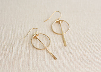 CIRCLE WITH LONG BAR EARRINGS