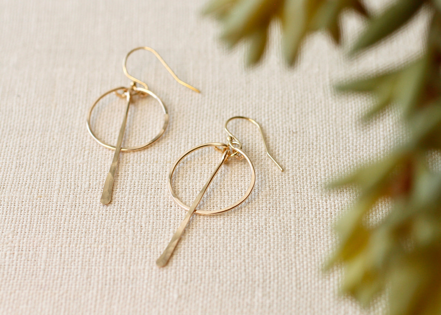CIRCLE WITH LONG BAR EARRINGS