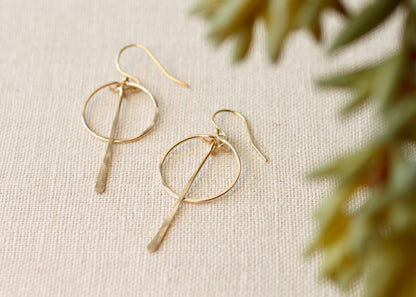 CIRCLE WITH LONG BAR EARRINGS