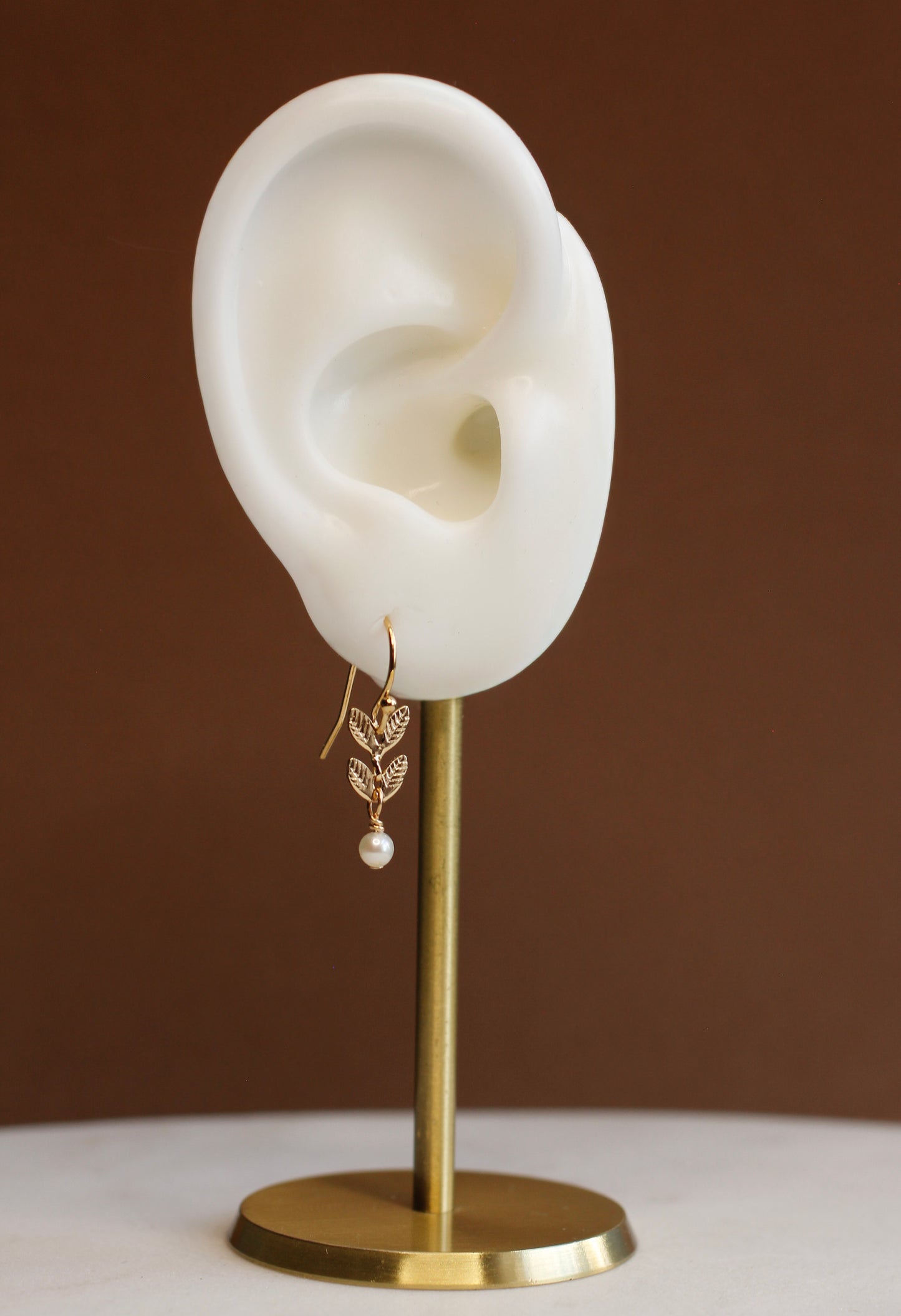 SMALL LEAF & PEARL DANGLES