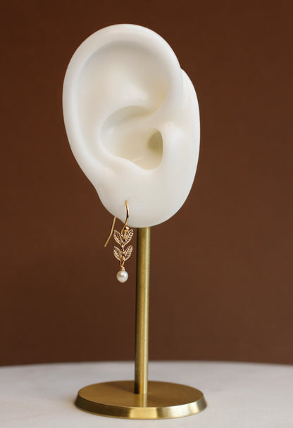 SMALL LEAF & PEARL DANGLES