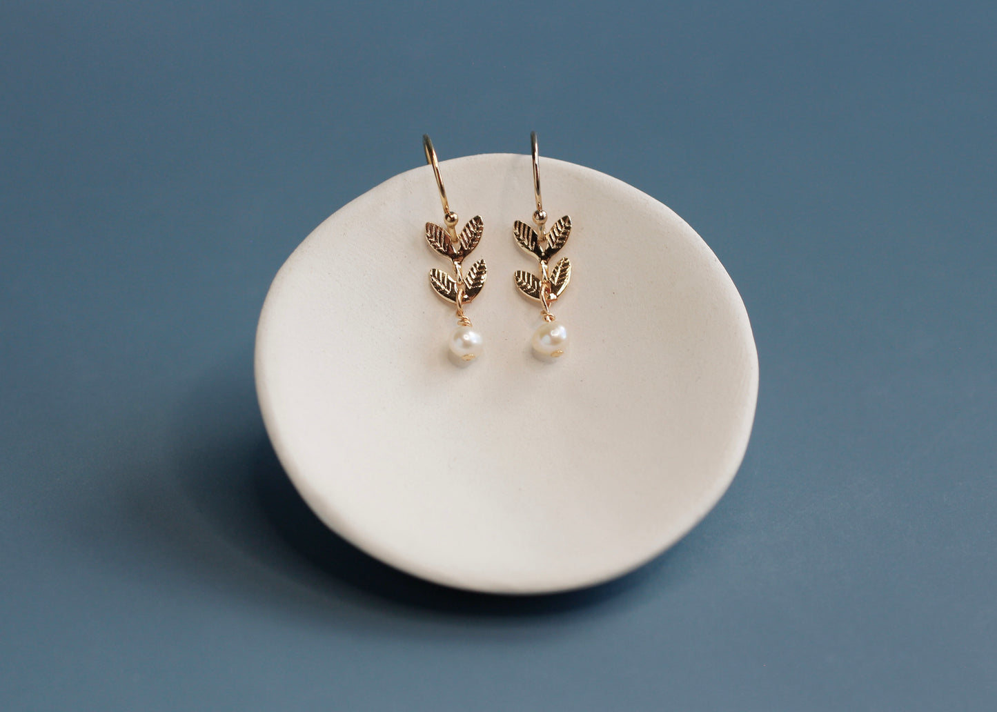 SMALL LEAF & PEARL DANGLES