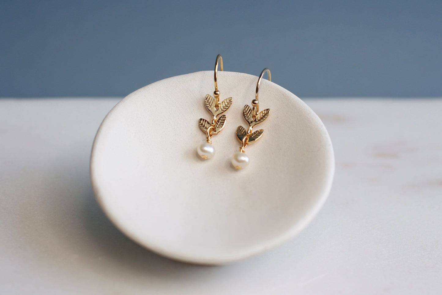 SMALL LEAF & PEARL DANGLES